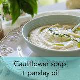 Cauliflower soup parsley oil