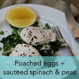 Poached eggs, spinach & peas